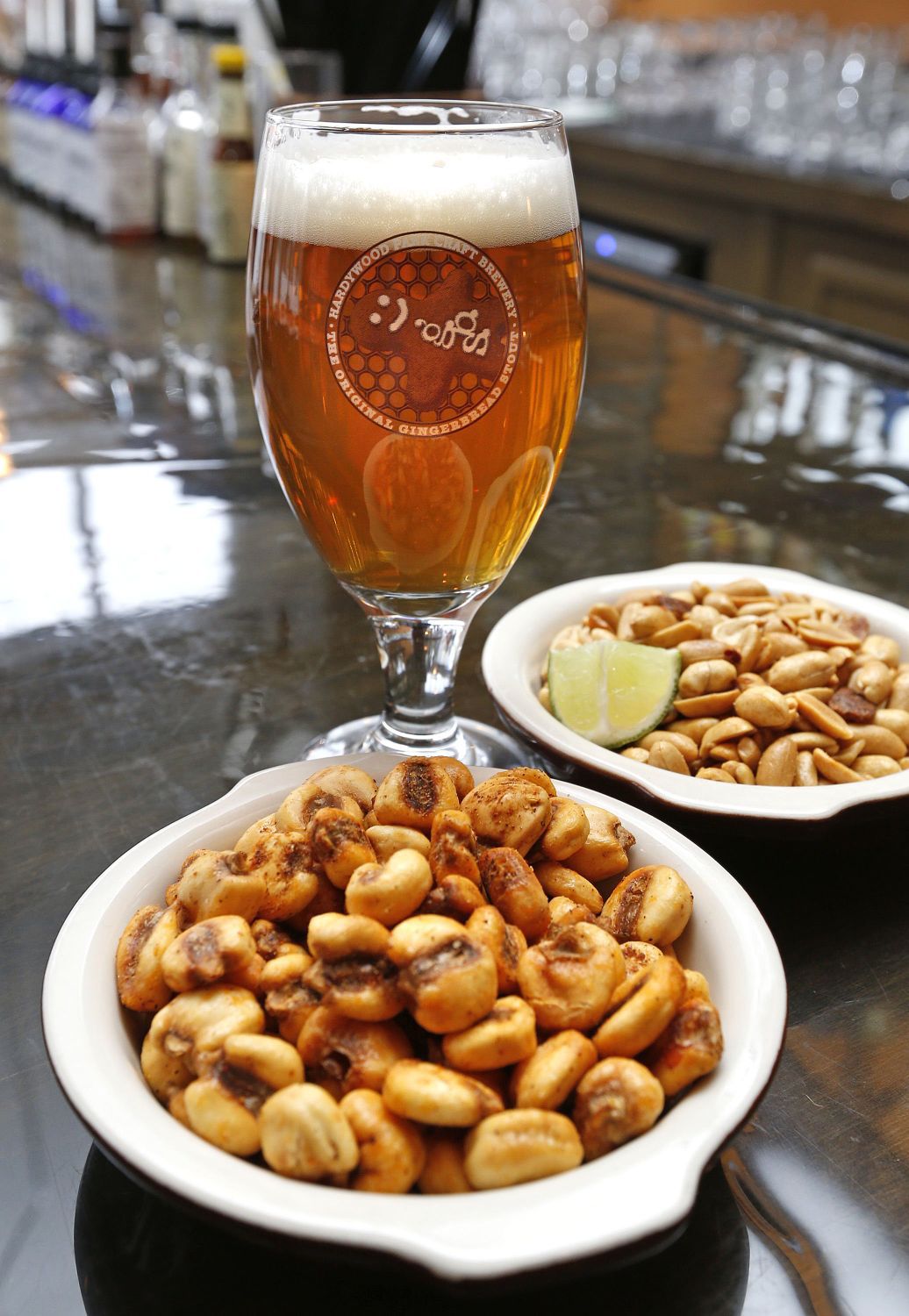 Saison's fried corn with gusano salt and Virginia peanuts